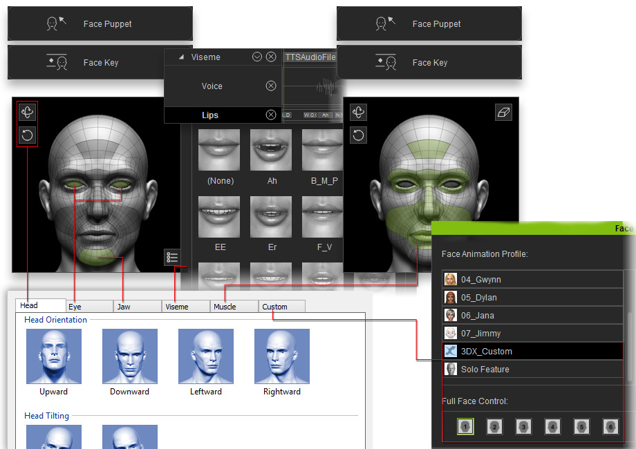 The Mapping Between Expression Editor and iClone Panels