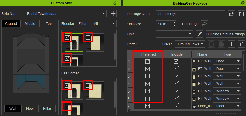 Preferred and Include settings