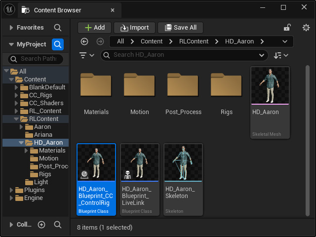Creating CC Control Rig - Live Link Workflow