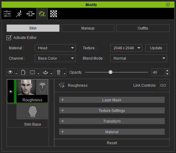 Settings in Appearance Editor - Roughness