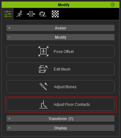 Character Creator 3 Online Manual - Setting the Floor Contact Planes for  the Hands and Feet