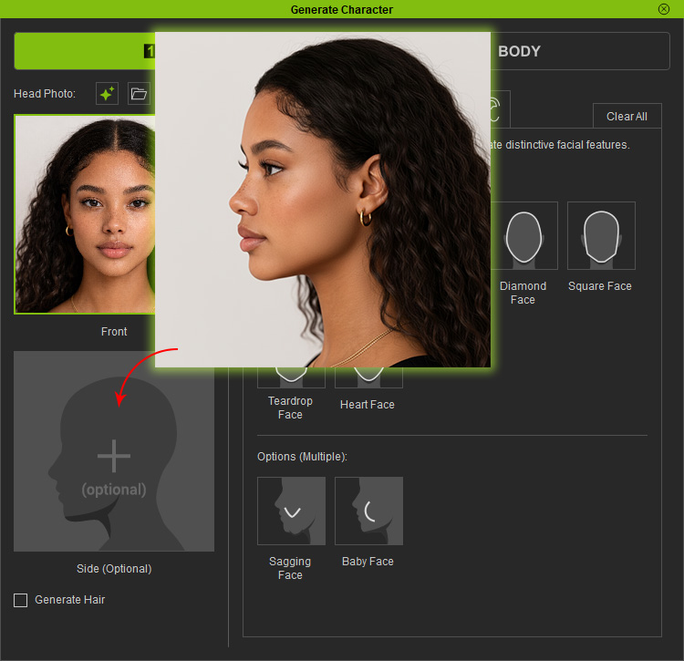 Quick Guide for Generating a 3D Head by Image Mode