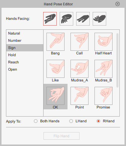 Edited Hand Modifying Motion Captured Hand Gestures