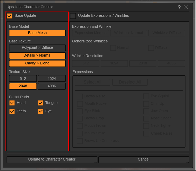 Updating Base Model Settings
