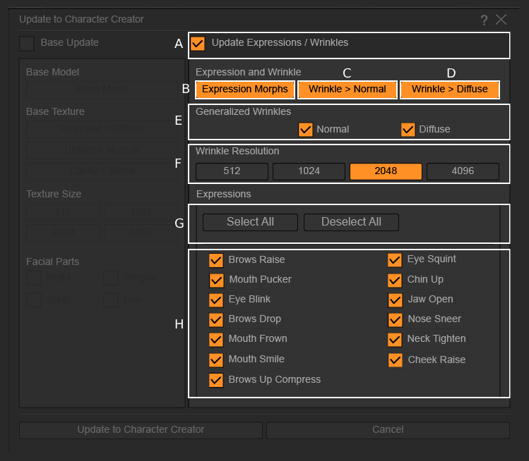 ZBrush Face Tools Update Panel