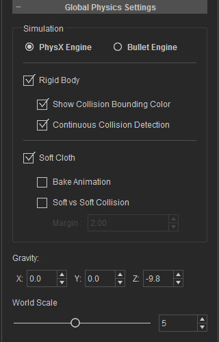 Global Physics Settings Section